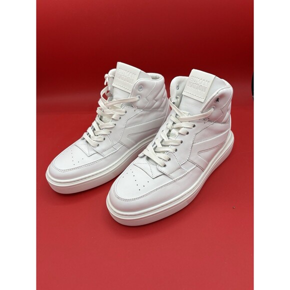 NEW Human Nation White Leather High Top Sneakers Shoes M4-5/W6-5 Made in Italy - Picture 1 of 8